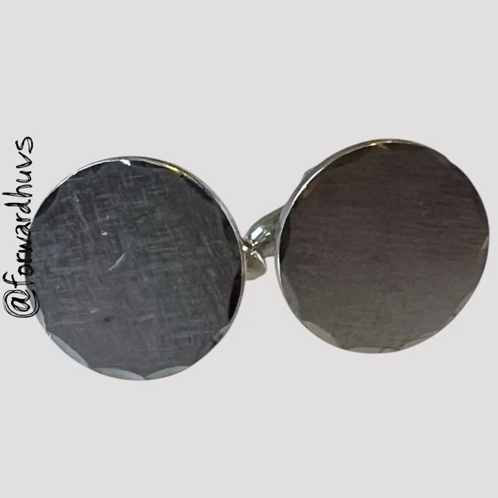 Vintage Swank Silver Tone Round Cufflinks Classic Formal